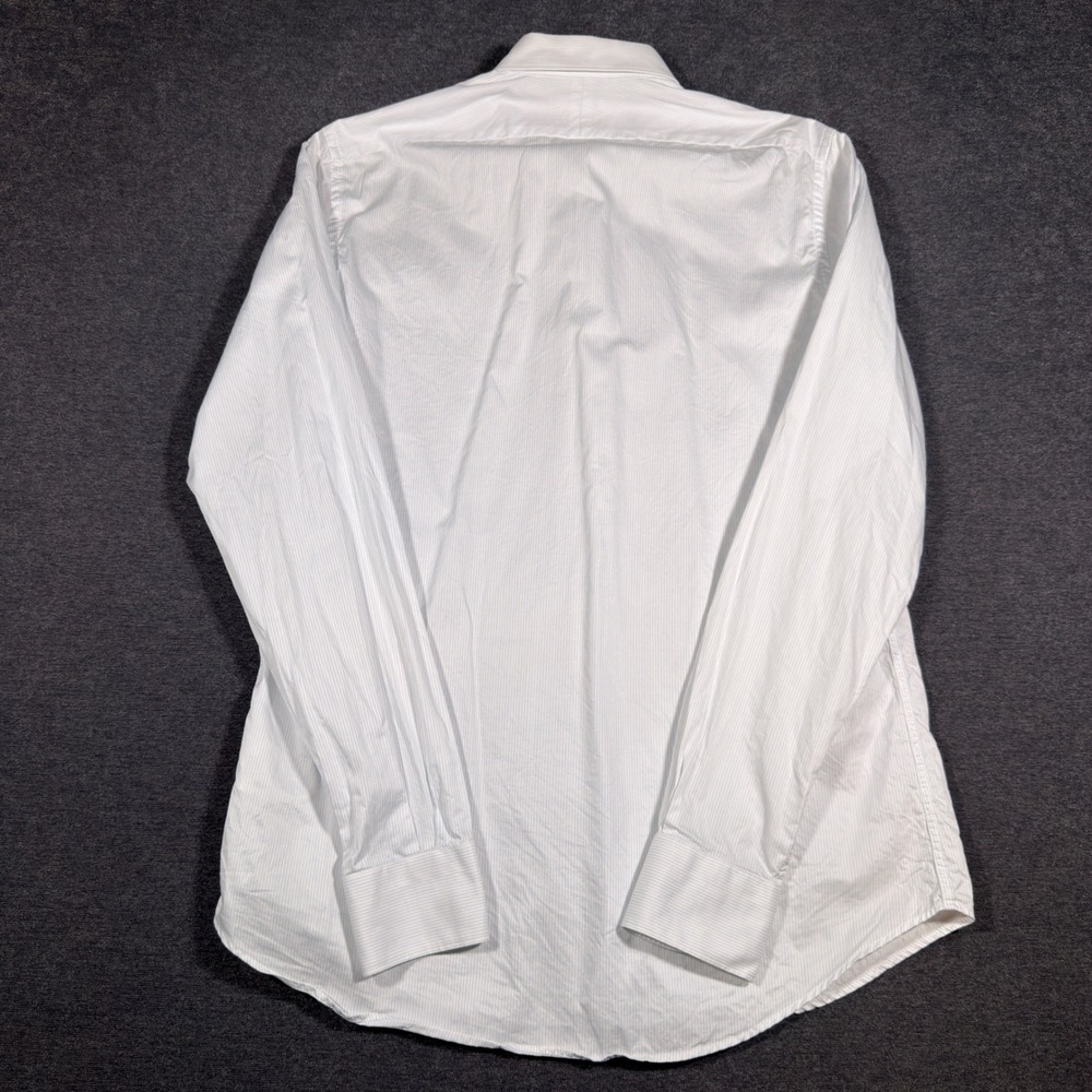Suitsupply Button Up Shirt Mens 16L White Blue Pinstripe Egyptian Cotton Preppy - Picture 4 of 9